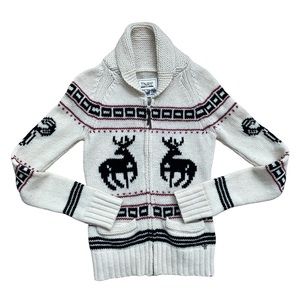 Aritzia TNA Sea to Sky Lambswool Sweater Cowichan Zip Cardigan Size S